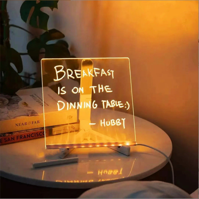 Best Kids Christmas Gift | Personalized LED Lamp Acrylic Message Note Board Erasable USB Children‘s Drawing Board Bedroom Night Light Birthday Kids Gift