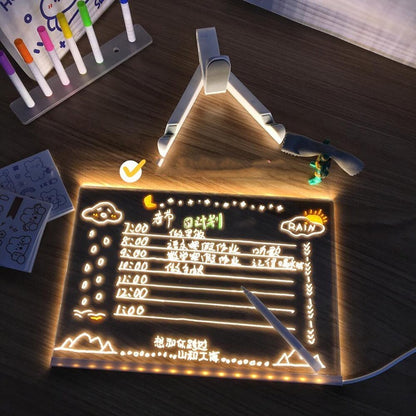 Best Kids Christmas Gift | Personalized LED Lamp Acrylic Message Note Board Erasable USB Children‘s Drawing Board Bedroom Night Light Birthday Kids Gift