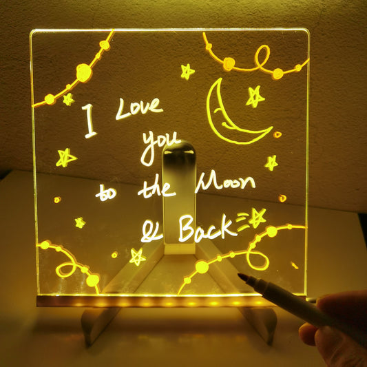 Best Kids Christmas Gift | Personalized LED Lamp Acrylic Message Note Board Erasable USB Children‘s Drawing Board Bedroom Night Light Birthday Kids Gift