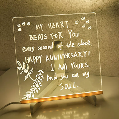 Best Kids Christmas Gift | Personalized LED Lamp Acrylic Message Note Board Erasable USB Children‘s Drawing Board Bedroom Night Light Birthday Kids Gift